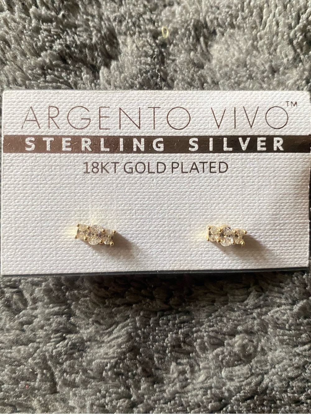 Argento Vivo 18KT Gold Plated Sterling Silver Clear Crystal Stud Earrings